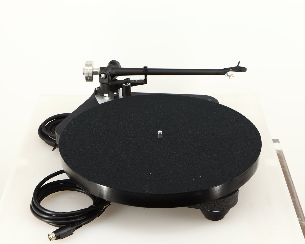 Left side view of a used Rega Planar 8 Turntable (No Cartridge) in a black finish
