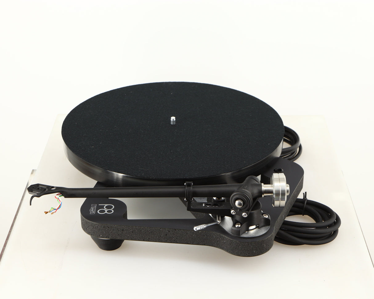 Right side view of a used Rega Planar 8 Turntable (No Cartridge) in a black finish