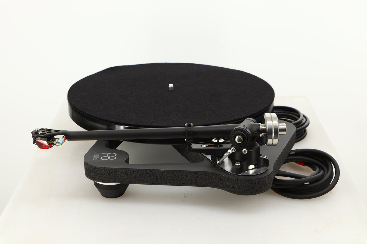 Side view of a used Rega Planar 8 Turntable in Black finish with an Ania Pro Cartridge