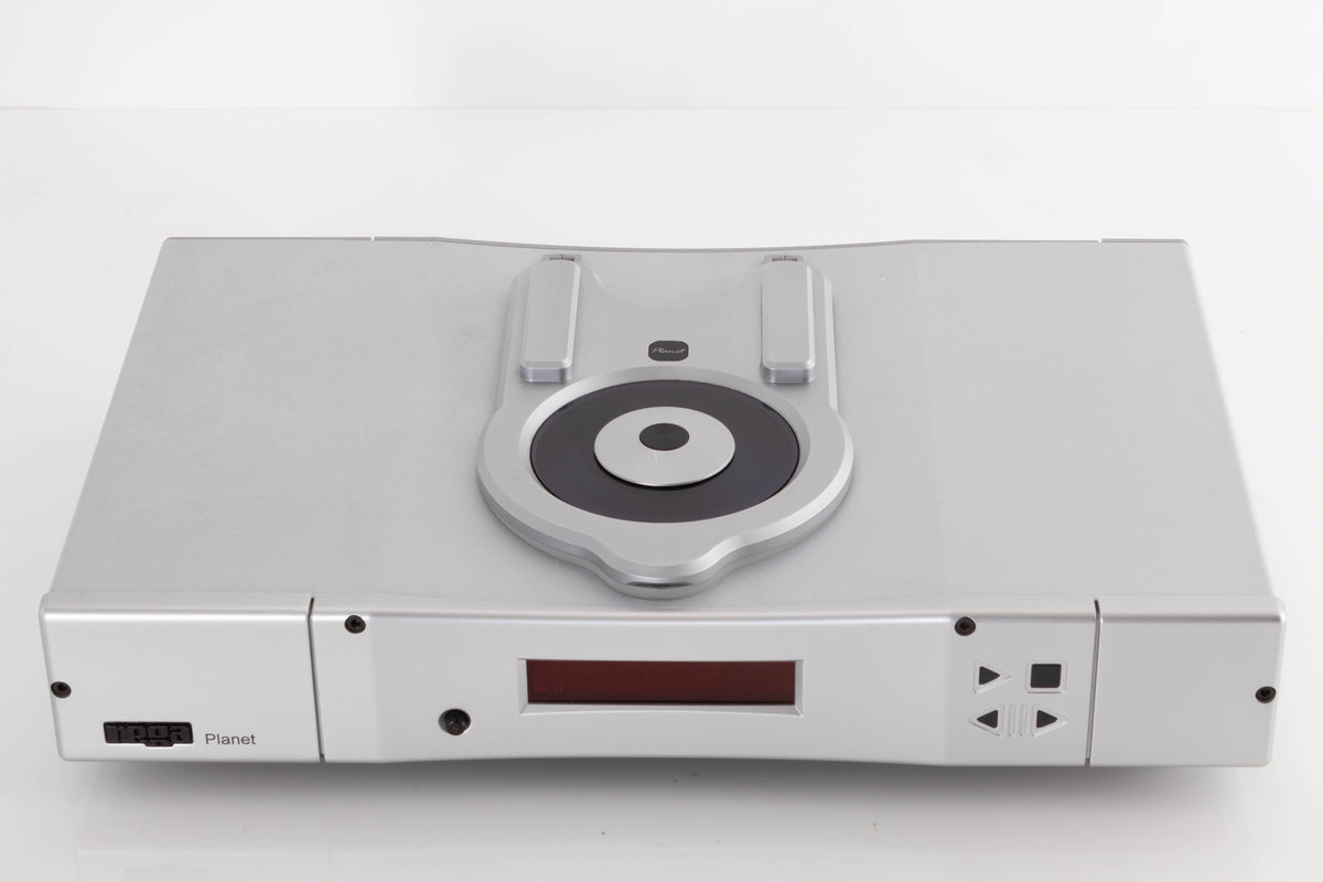 Top of a used Rega Planet CD Player in a Silver finish