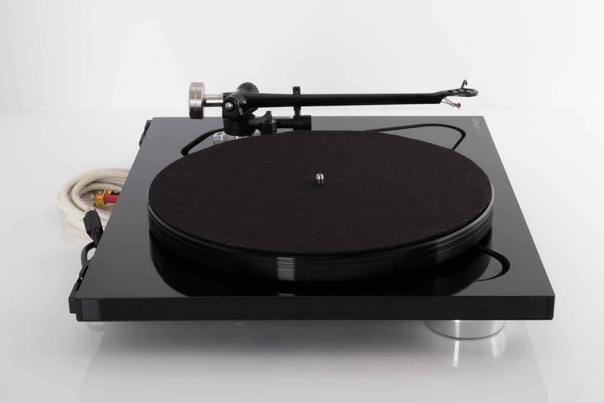 Side view of a used Rega RP8 Turntable in Gloss Black finish