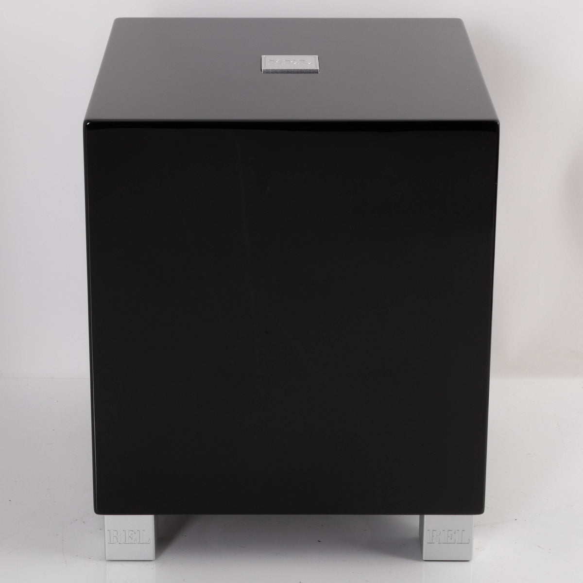 Front view of a used REL T5i Subwoofer in a Piano Black finish