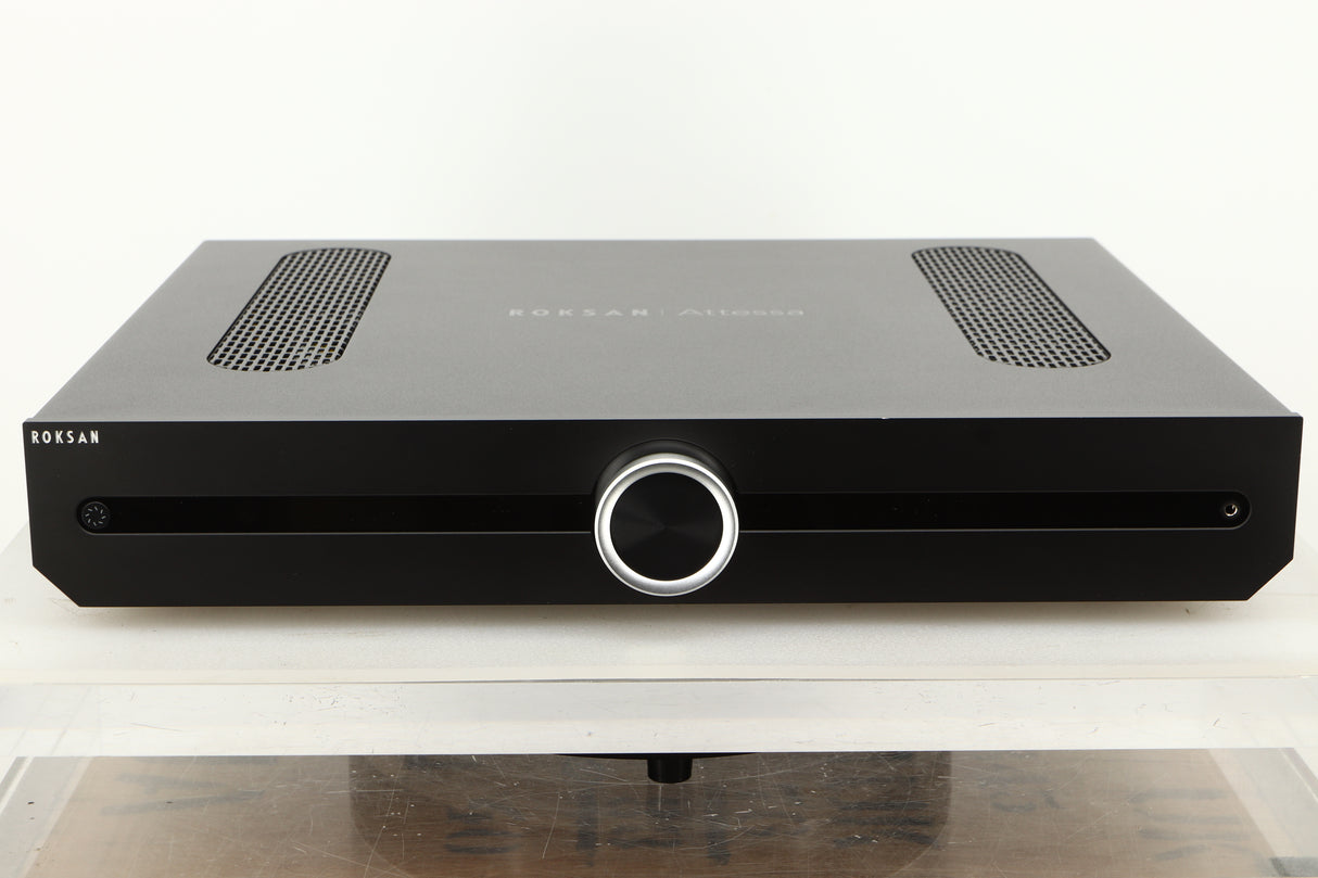 Front view of a used Roksan Attessa Integrated Amplifier in Black finish