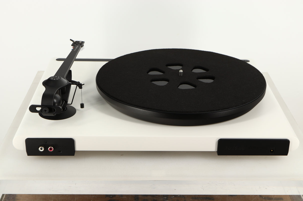 Rear view of a used Roksan Attessa Turntable in White finish