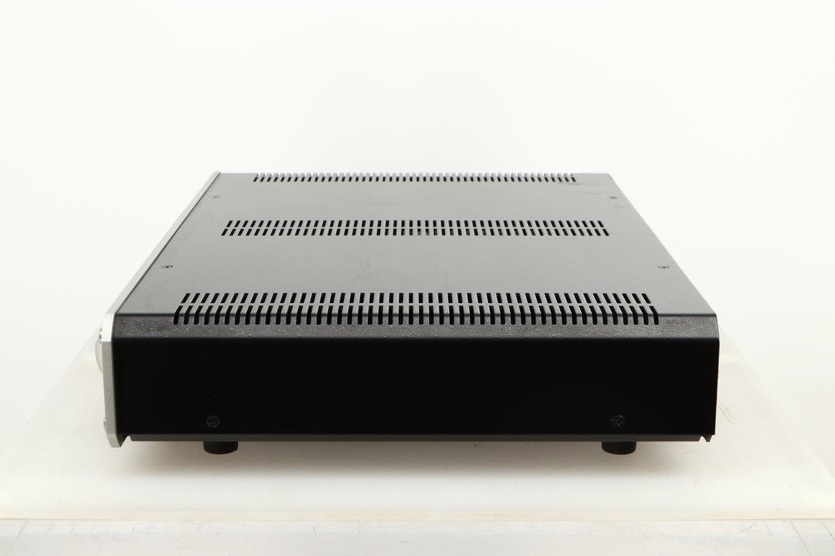 Side view of a used Roksan Caspian M Series-1 Dual Mono Pre Amplifier in Silver finish