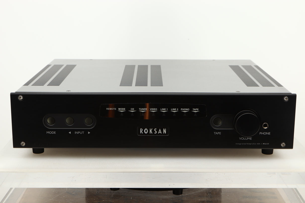 Front view of a used Roksan Kandy KA-1 MkIII Integrated Amplifier in Black finish