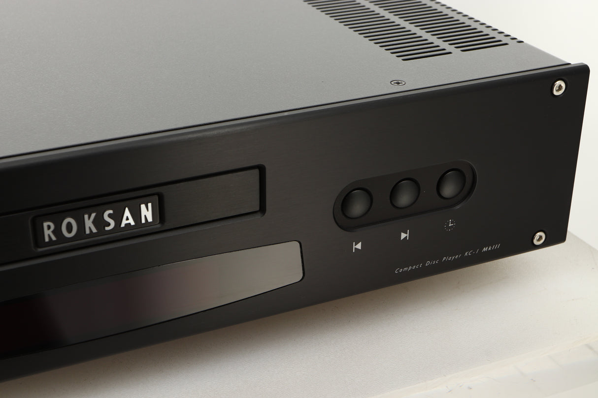 Close up view of a used Roksan Kandy KC1 MkIII CD Player in Black finish