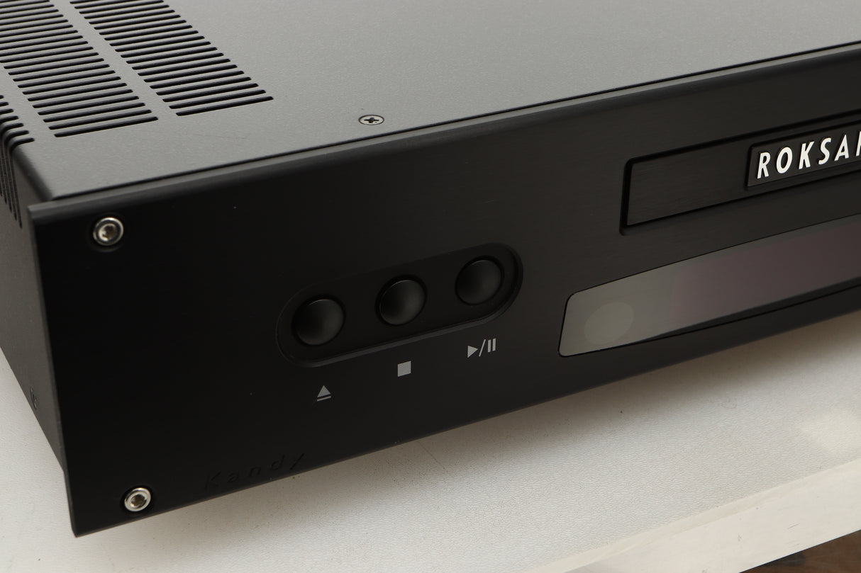 Close up view of a used Roksan Kandy KC1 MkIII CD Player in Black finish