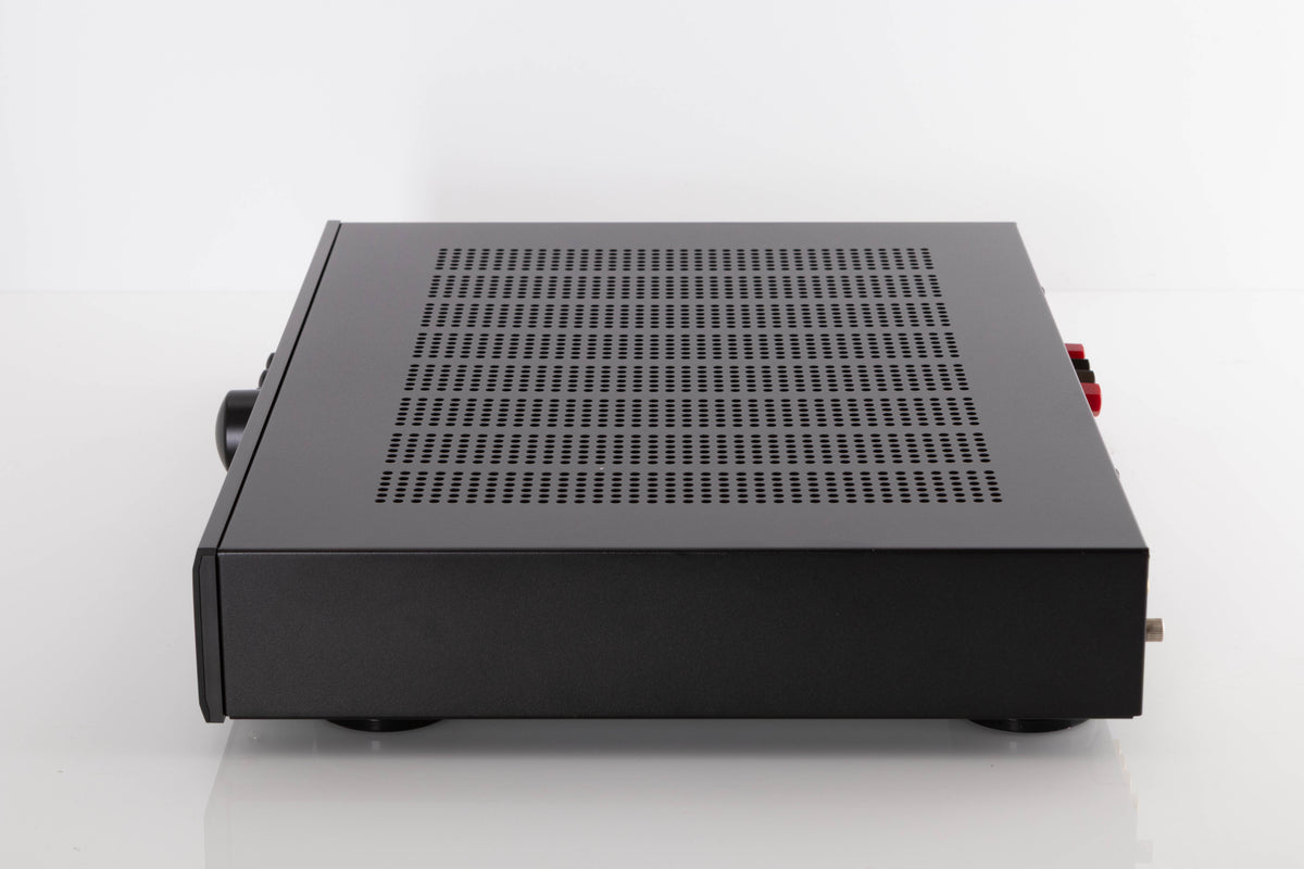Side view of a used Rotel A10 MKII Integrated Amplifier in Black finish