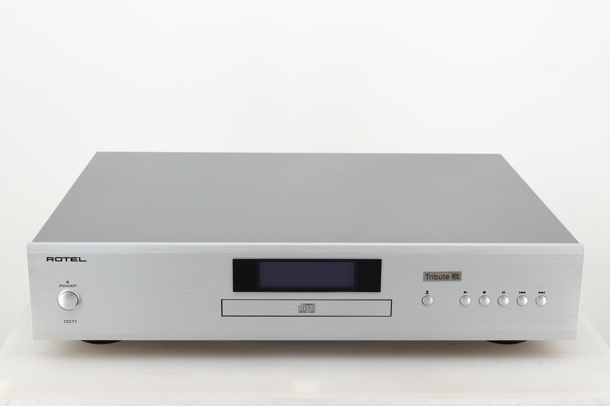 Front view of a used Rotel CD11 Tribute CD Player in a silver finish