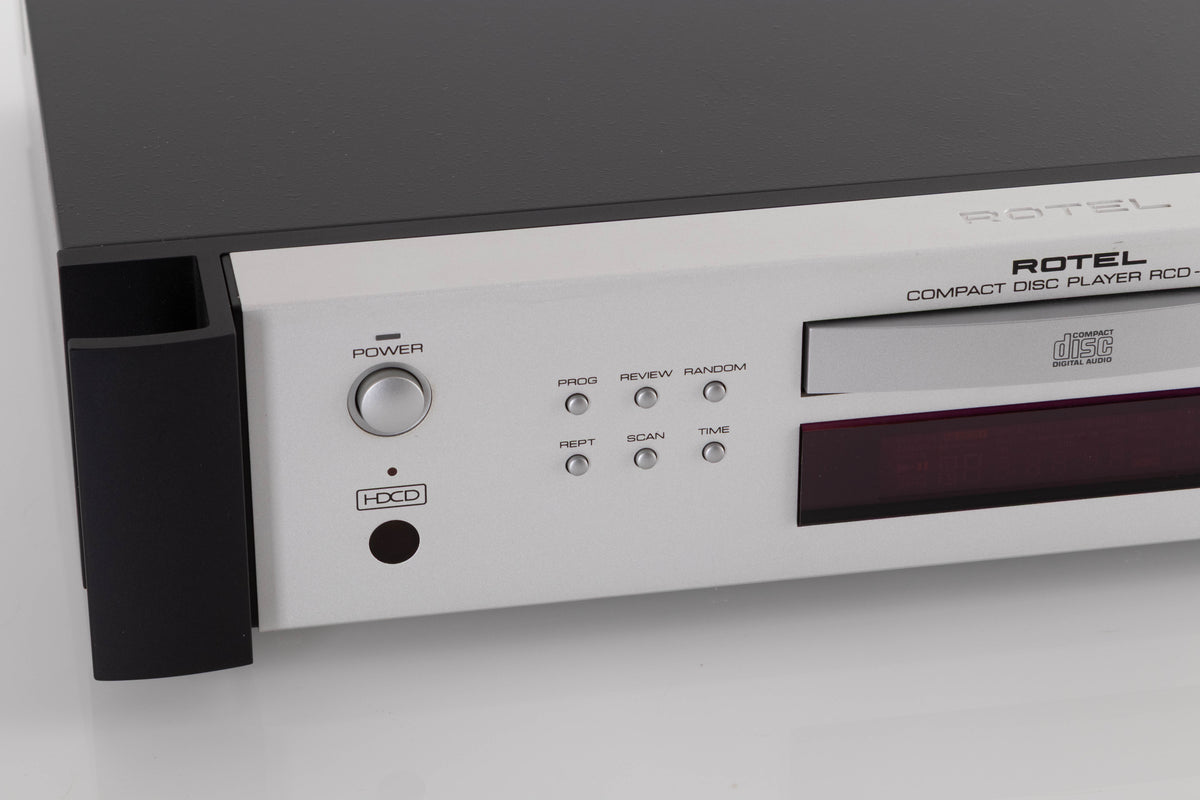 Close up view of a used Rotel RCD-1072 CD Player in Silver