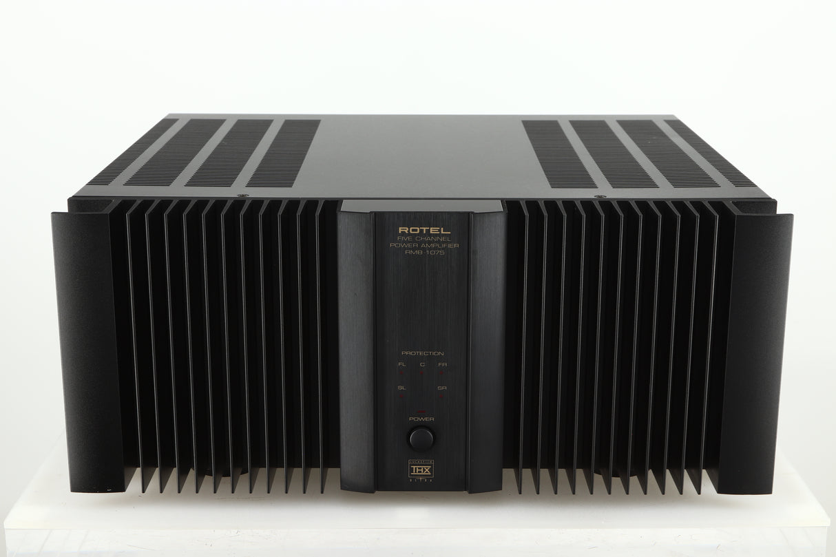 Front view of a used Rotel RMB1075 Power Amplifier in a black finish