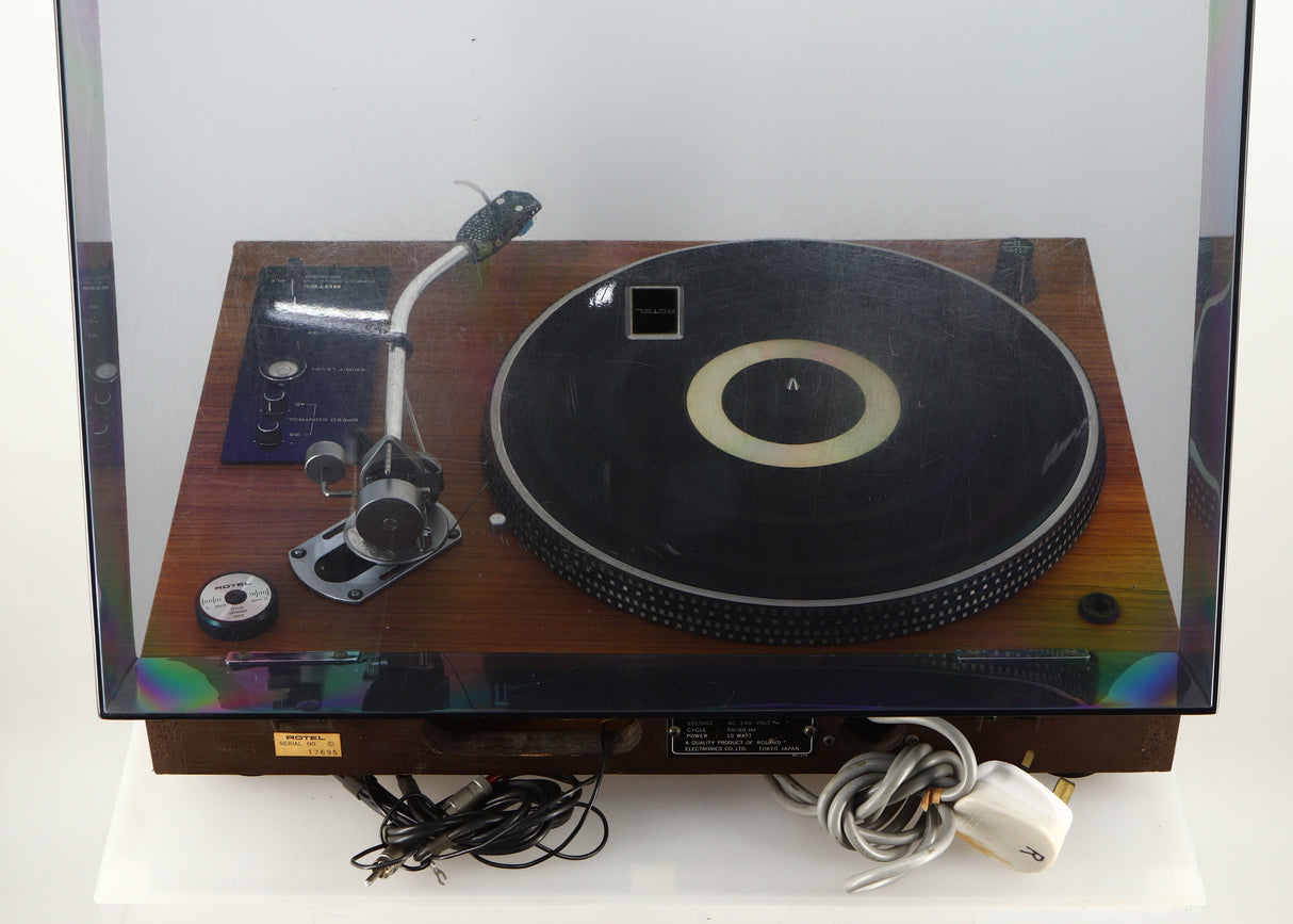 Rear view of a used Rotel RP-3000 Turntable W/ SME 3009 Series II Improved Tonearm