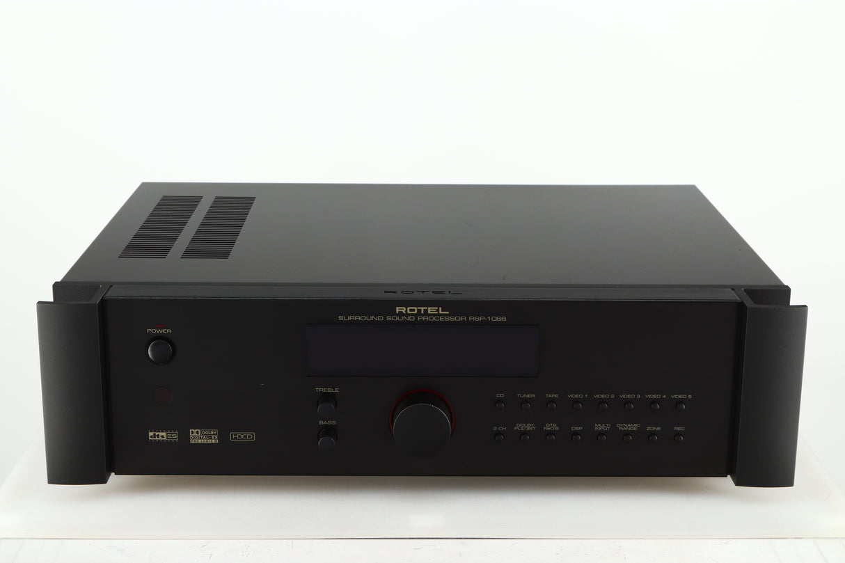 Front view of a used Rotel RSP-1066 Pre Amplifier / Processor in a black finish