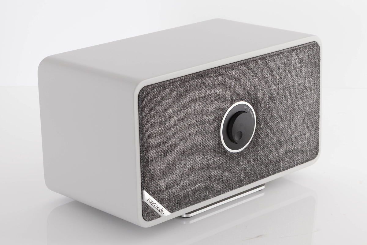 Front left corner of a used Ruark MRX Streaming Speaker