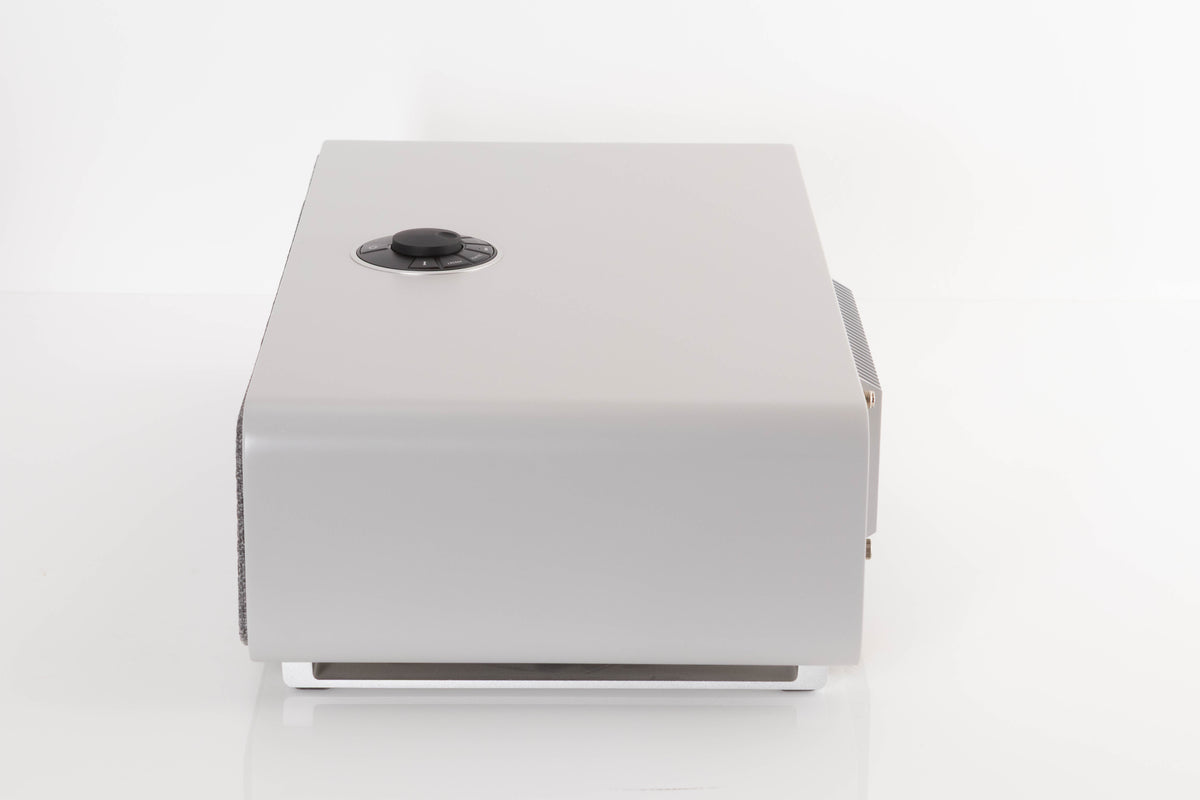 Side view of a used Ruark R5 Music System in Soft Grey