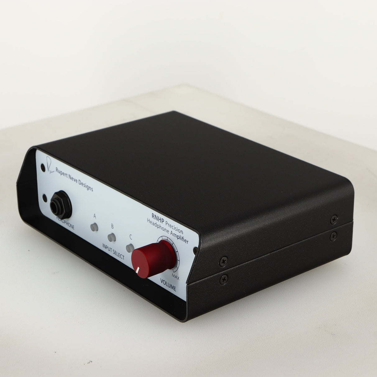 Front right corner of a used Rupert Neve Designs RNHP Precision Headphone Amplifier