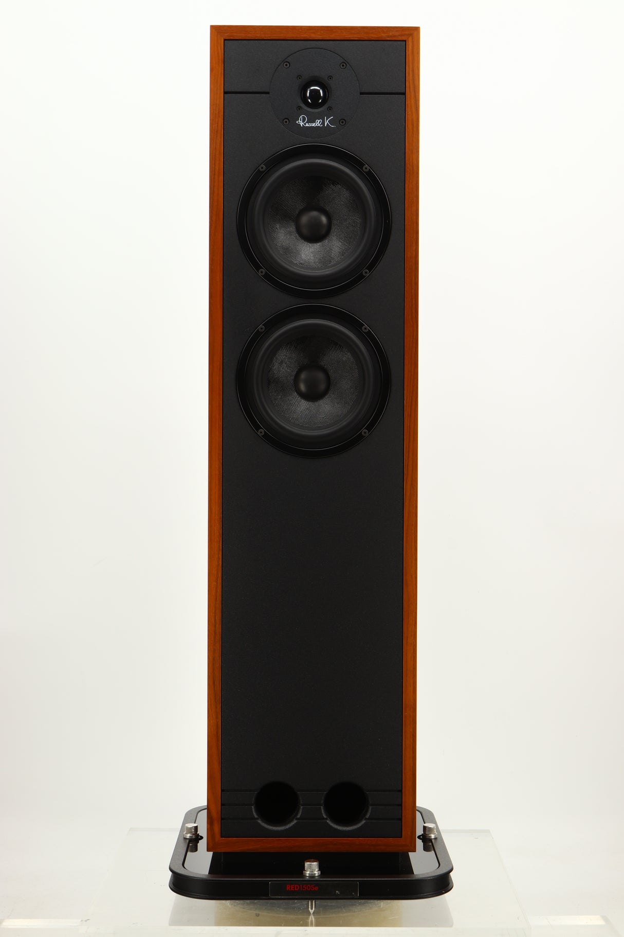 Front view of a used Russell K Red 150SE Floorstanding Speaker in Walnut finish