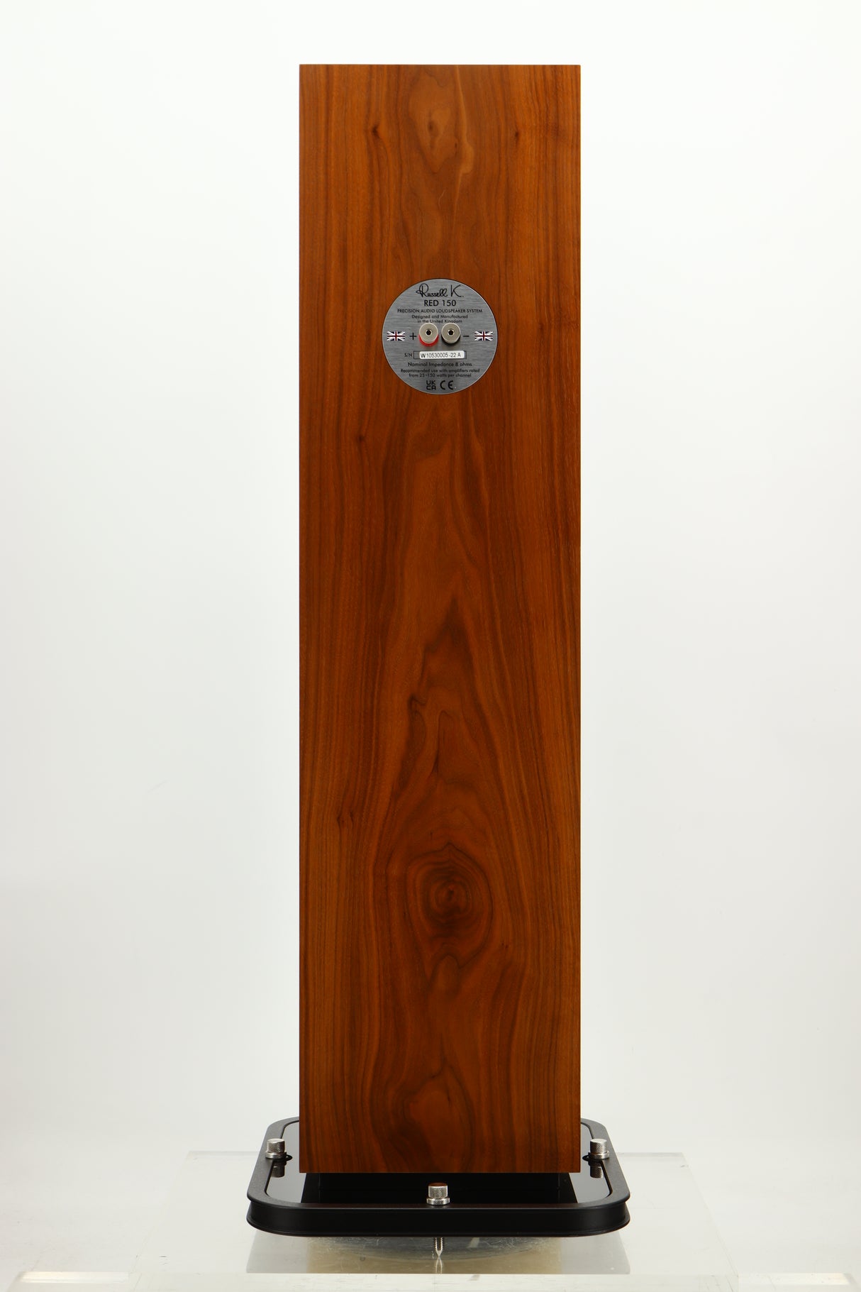 Rear view of a used Russell K Red 150SE Floorstanding Speaker in Walnut finish
