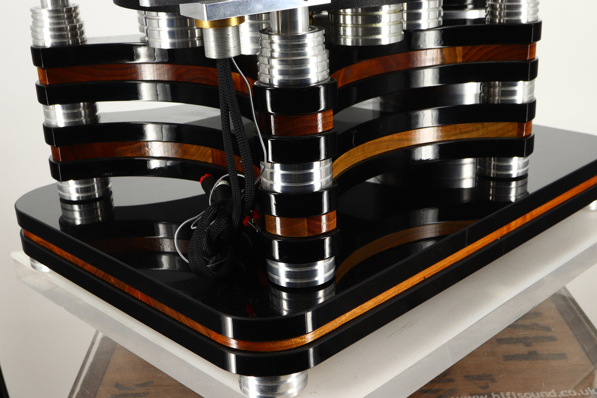 Rear left corner view of a used S.A.M. Sinner Turntable with Audiomods Series 6 Micrometer Tonearm, and Benz Ruby Z H Cartridge