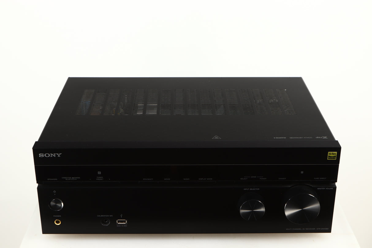 Top of a used Sony STR-DN1080 AV Receiver in a black finish