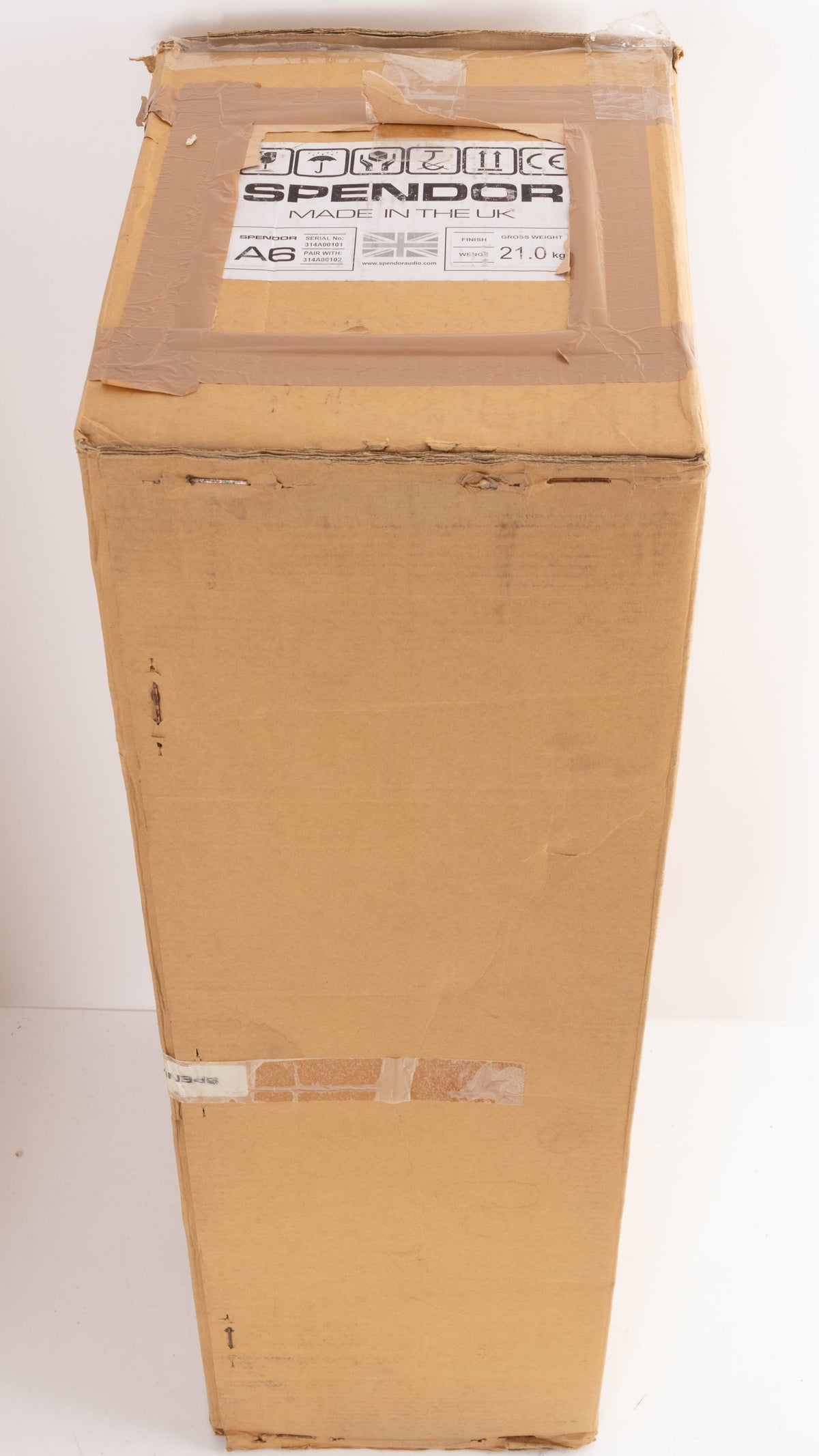 Box for a used Spendor A6 Floorstanding Speaker in a Wenge finish