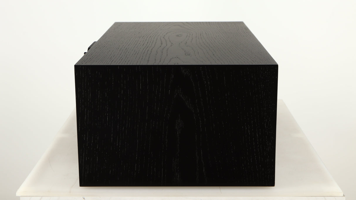 Right side view of a used Spendor AC2 Centre Speaker in a black oak finish