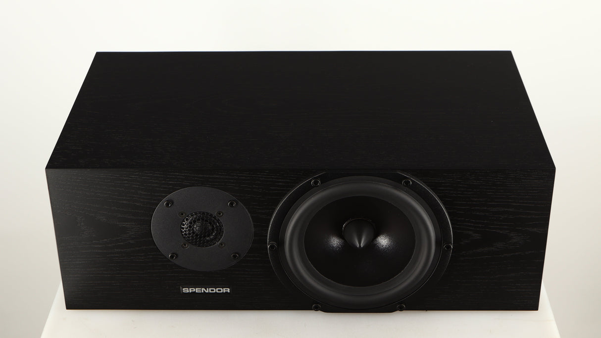 Top of a used Spendor AC2 Centre Speaker in a black oak finish
