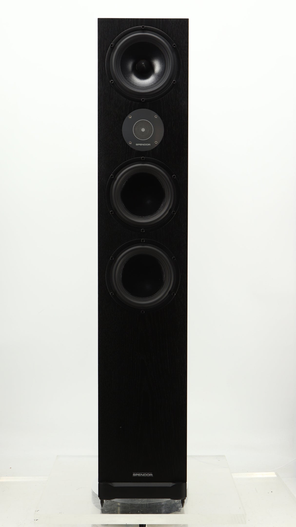 Front view of a used Spendor D9.2 Floorstanding Speaker in a black oak finish