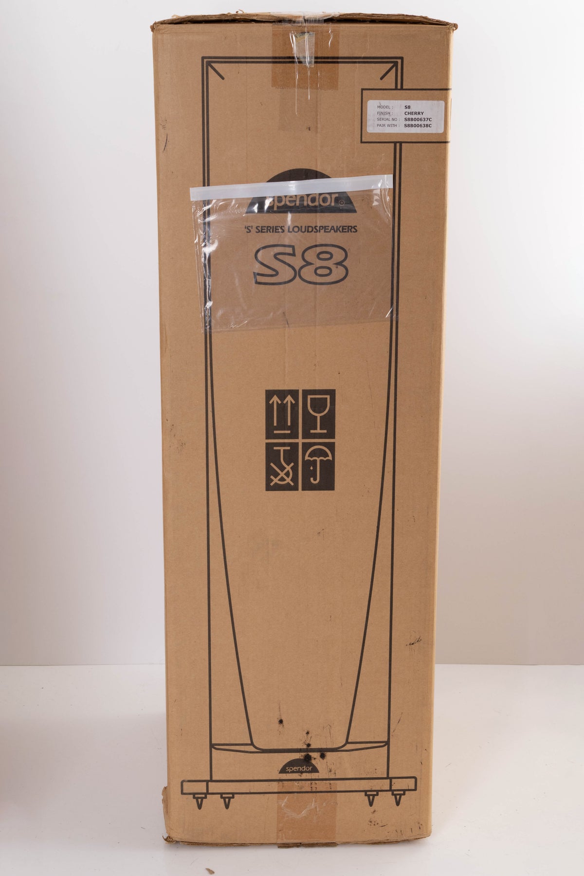 Box view of a used Spendor S8 Floorstanding Speaker in Cherry