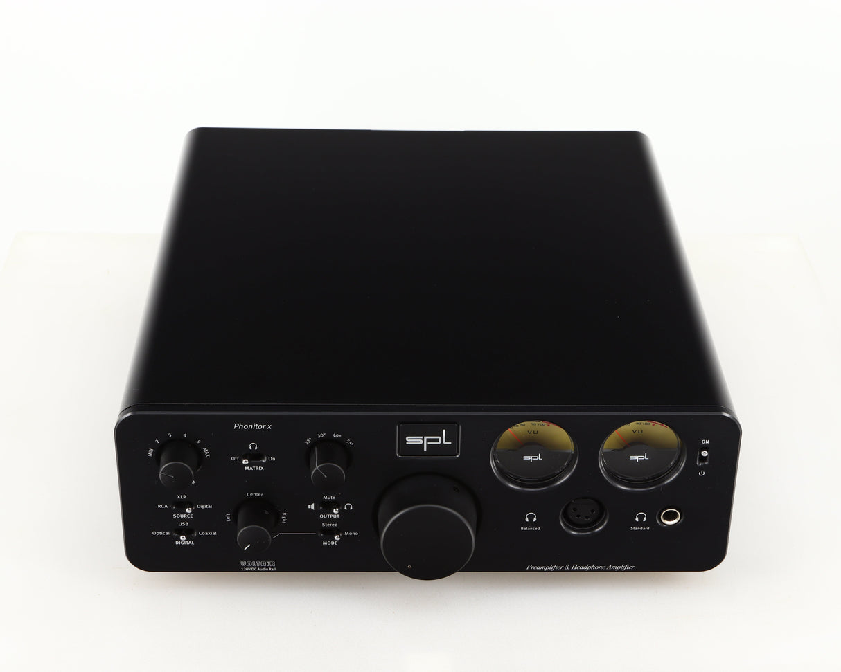 Top of a used SPL Phonitor X Headphone Amplifier & Pre Amplifier W/ DAC in a black finish