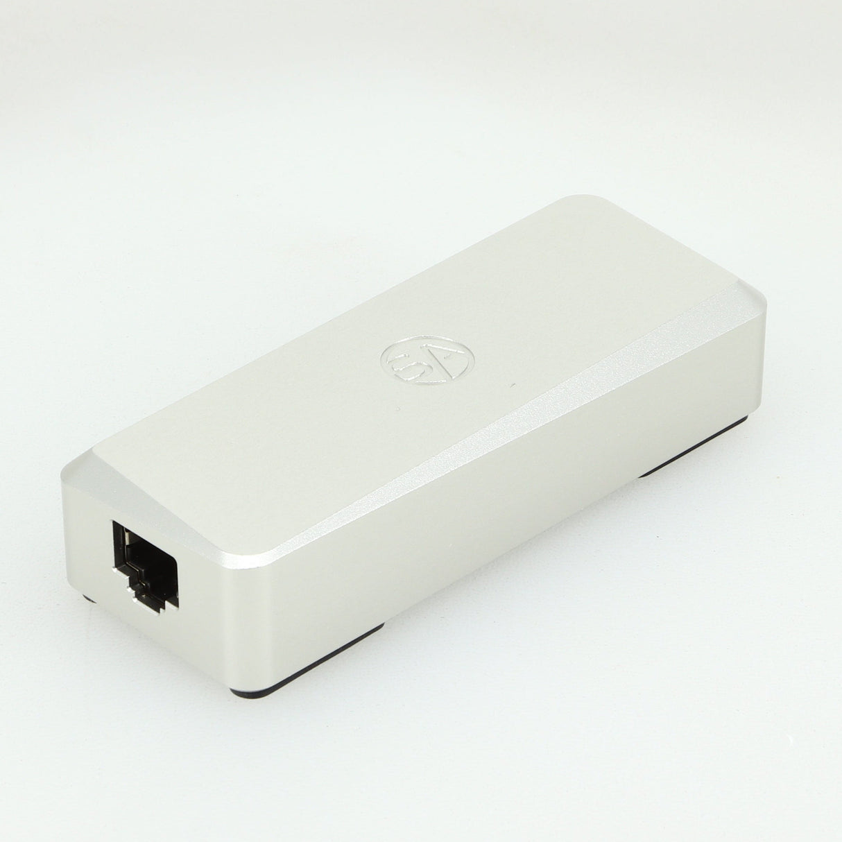 Front left angle of a used Stack Audio SmoothLAN Network Filter in a silver finish