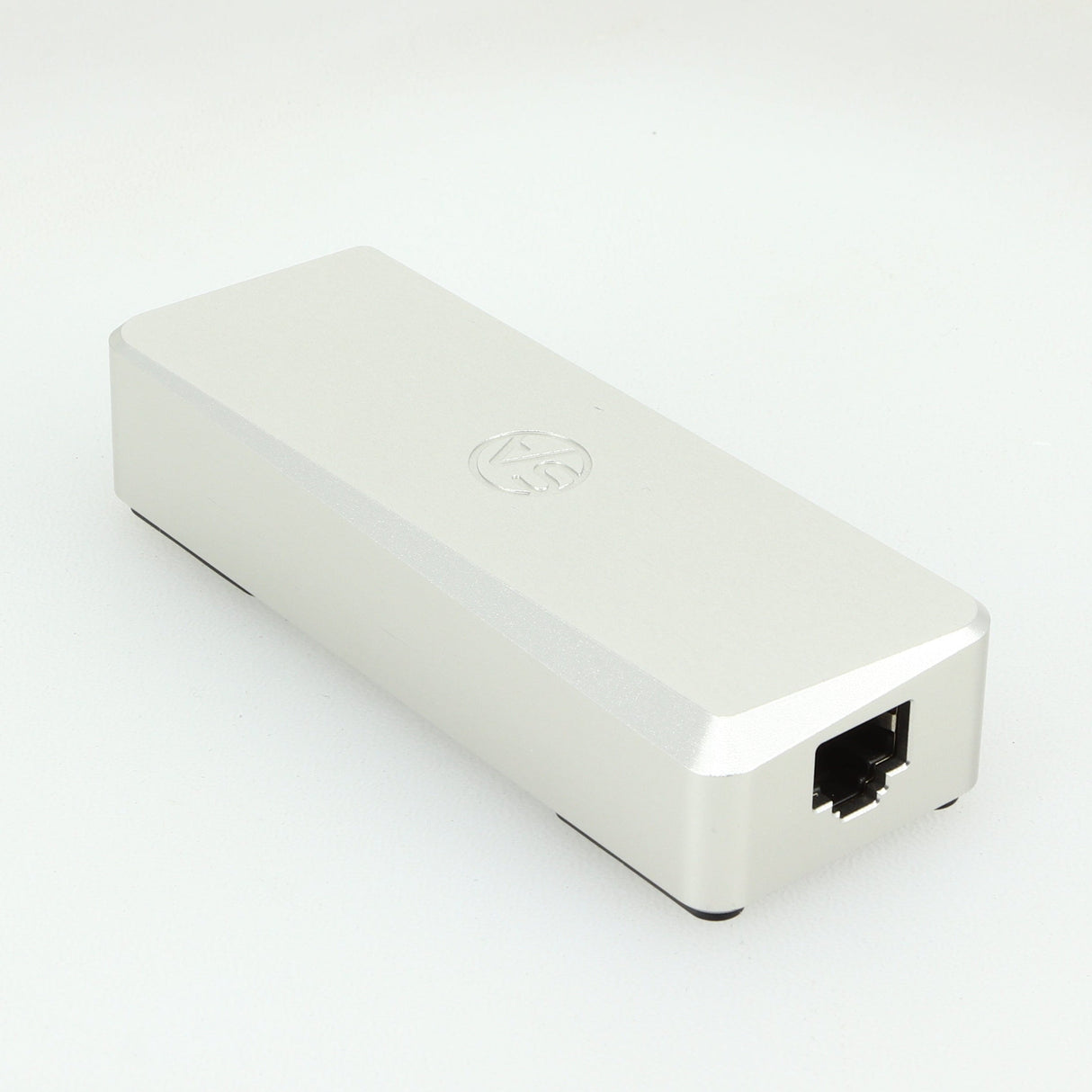 Rear left angle of a used Stack Audio SmoothLAN Network Filter in a silver finish