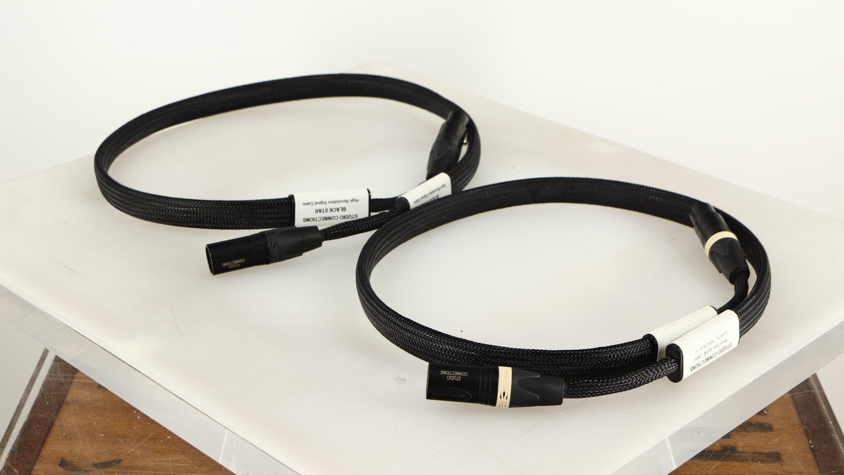 Rear left angle of used Studio Connections Black Star XLR-XLR Interconnect Cables 1.0m Pair in a black finish