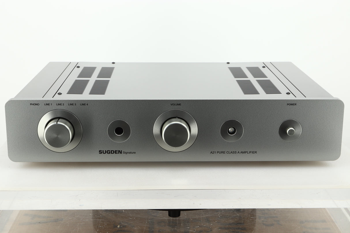 Front view of a used Sugden A21 I-S Integrated Amplifier in Titanium finish