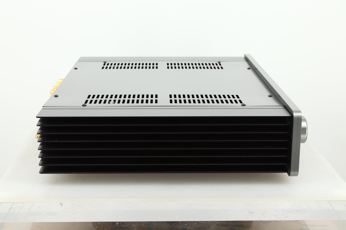 Side view of a used Sugden A21 I-S Integrated Amplifier in Titanium finish