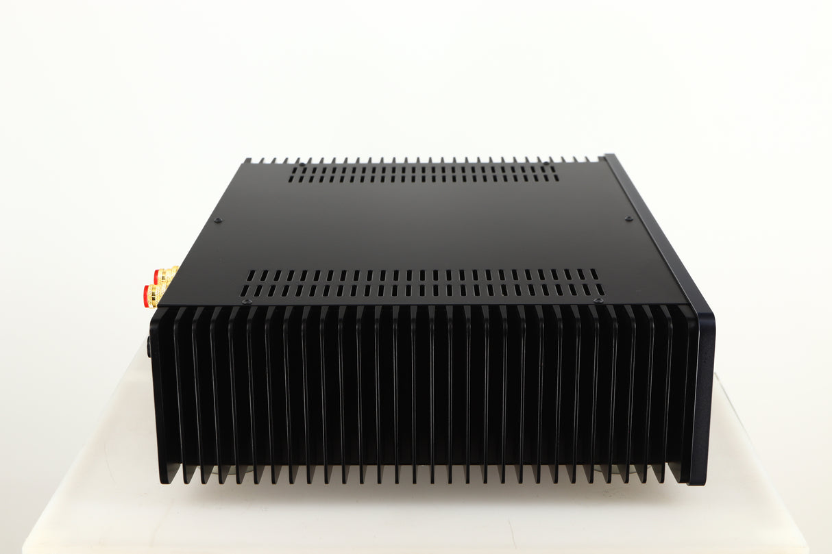 Left side view of a used Sugden A21SE Signature Integrated Amplifier in a graphite finish