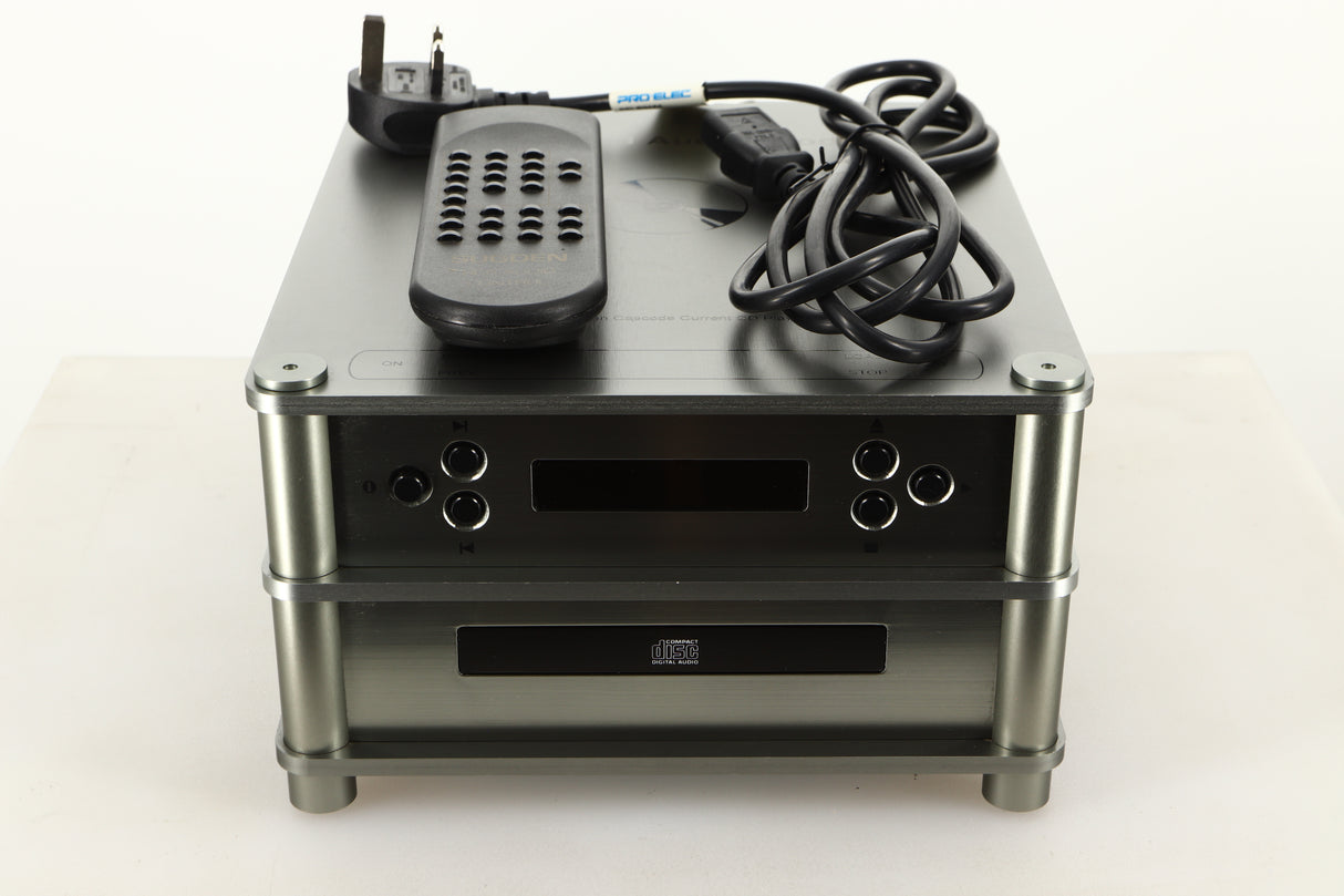 A used Sugden Bijou CDMaster CD Player with mains cable, and remote