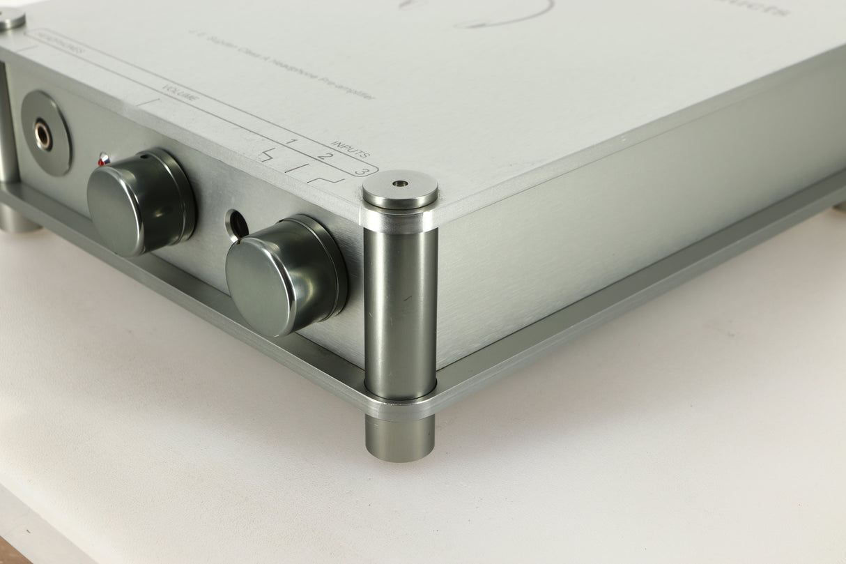 Front right corner view of a used Sugden Bijou Headmaster Headphone / Pre Amplifier
