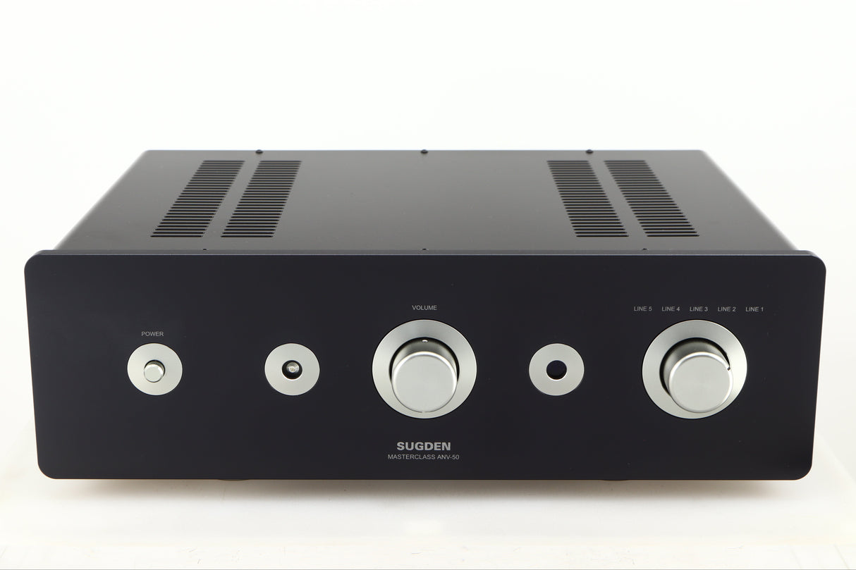 Front view of a used Sugden Masterclass ANV-50 Integrated Amplifier in a graphite finish
