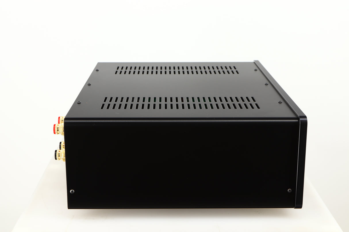 Left side view of a used Sugden Masterclass ANV-50 Integrated Amplifier in a graphite finish
