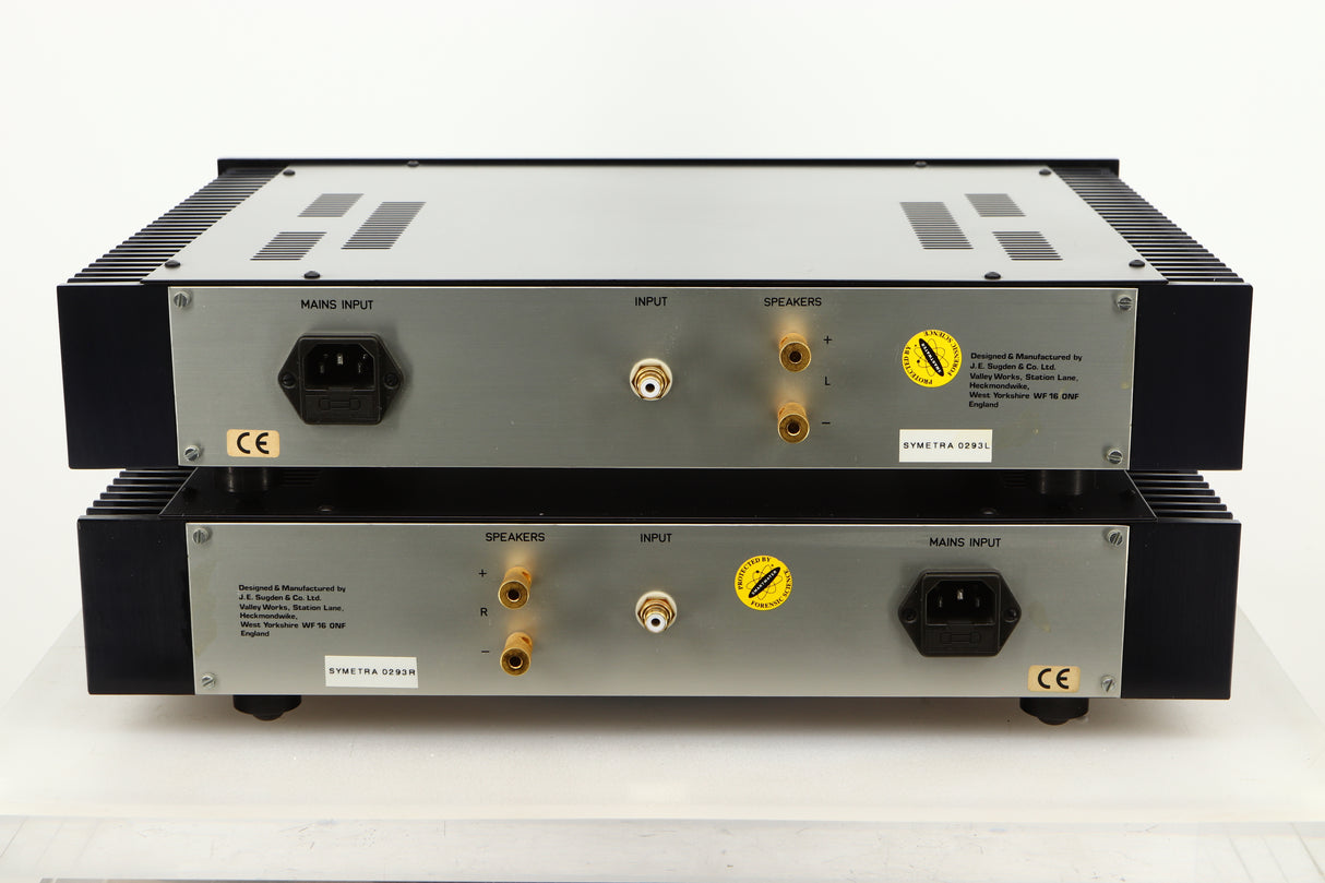 Rear view of a used pair of Sugden Symetra Monoblock Power Amplifiers