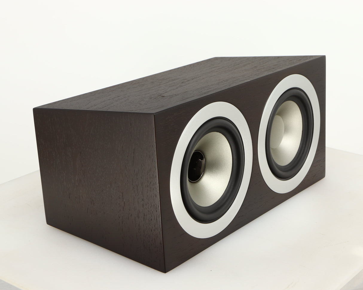 Front left corner of a used Tannoy Revolution DC4LCR Centre Speaker in an espresso finish