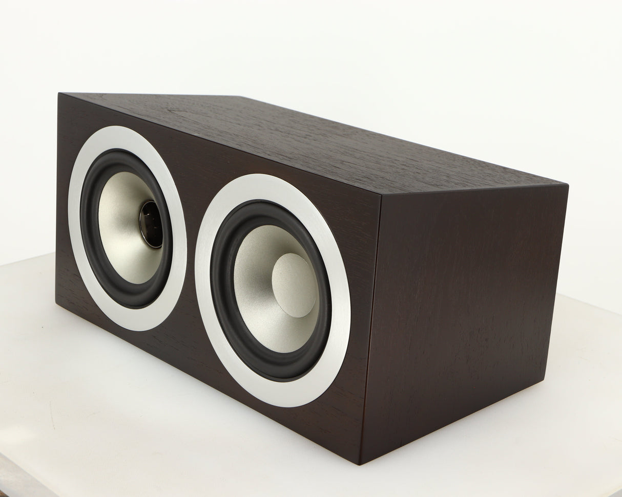 Front right corner of a used Tannoy Revolution DC4LCR Centre Speaker in an espresso finish