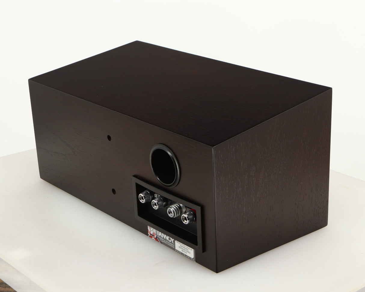 Rear left corner of a used Tannoy Revolution DC4LCR Centre Speaker in an espresso finish
