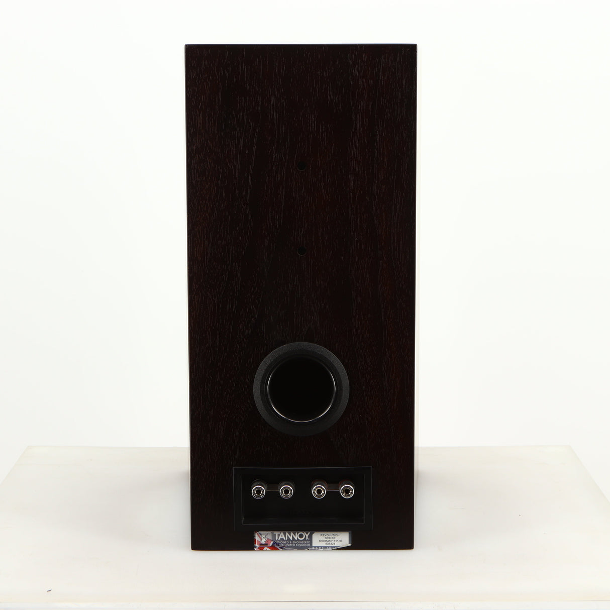 Rear view of a used Tannoy Revolution DC6SE Standmount Speaker in an espresso finish