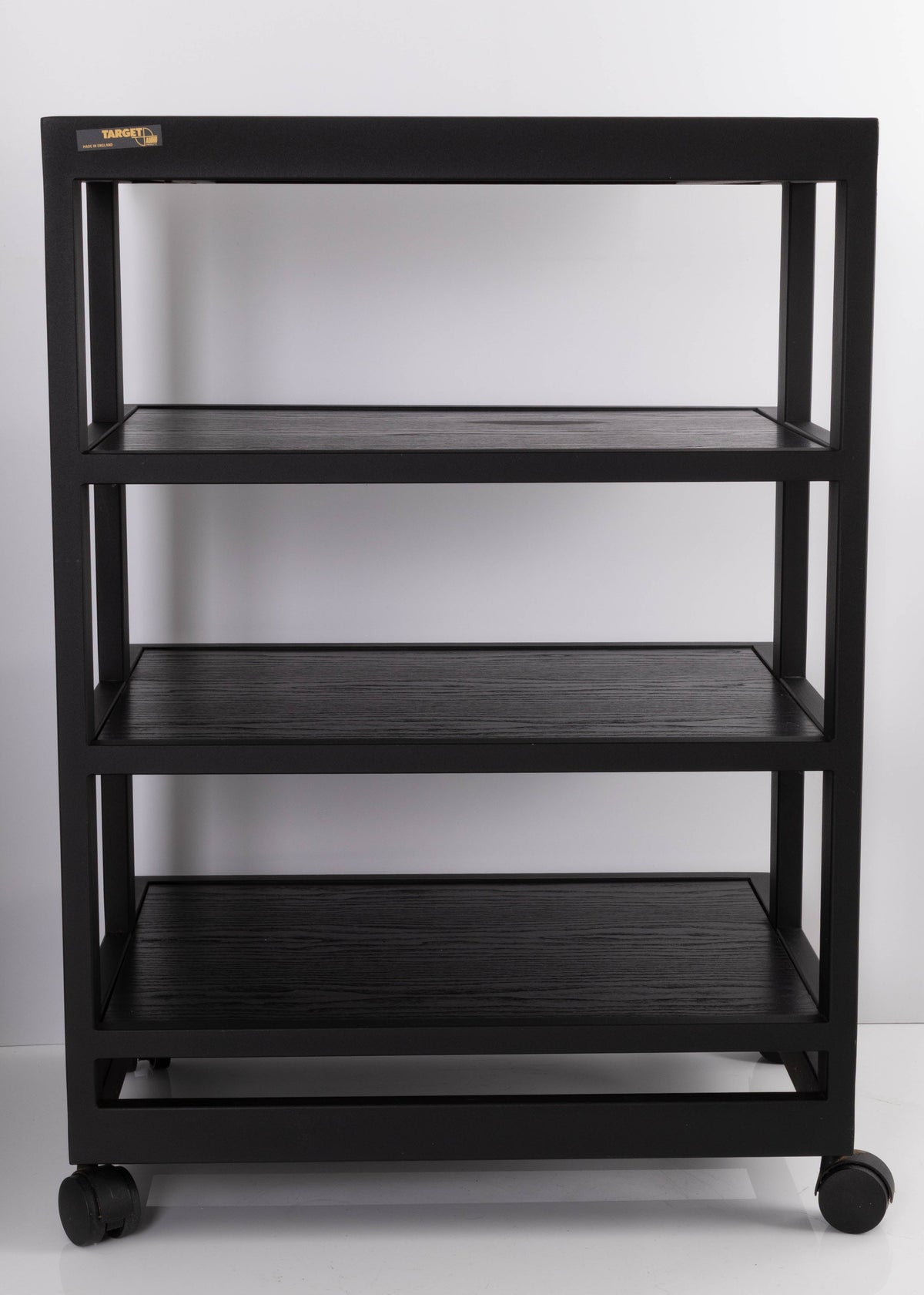 Rear view of a used Target 3 Shelf Hifi Stand W/ Castors in a Black finish