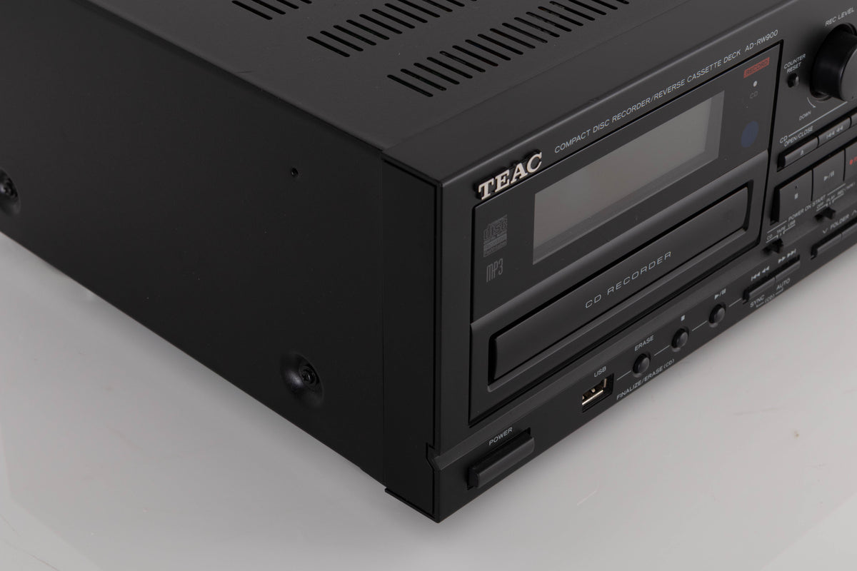 Front left corner view of a used TEAC AD-RW900 CD Cassette Recorder
