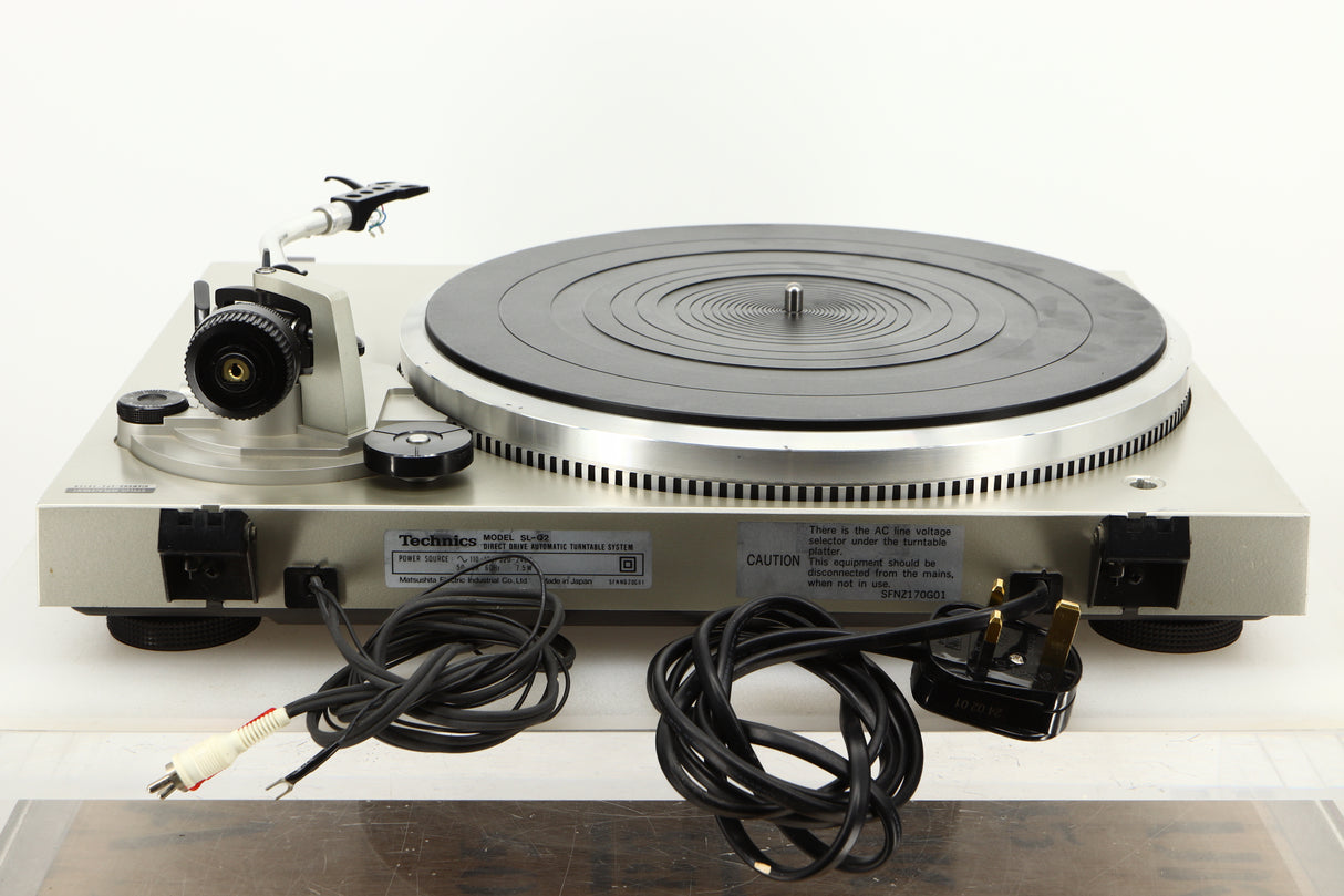 Rear view of a used Technics SL-Q2 Direct Driver Turntable in Silver