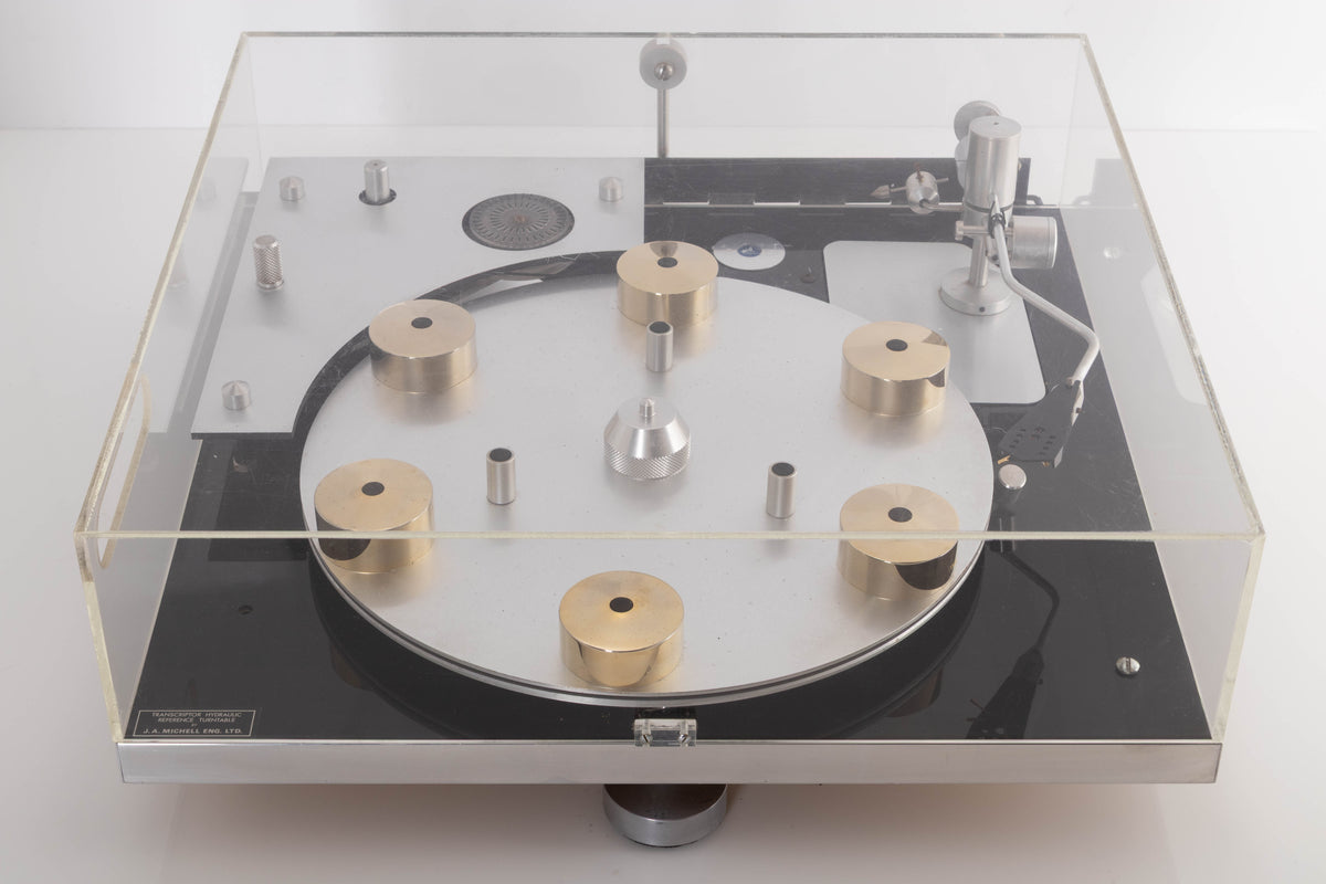 Top view of a used Transcriptor Hydraulic Reference Turntable with Fluid Tonearm